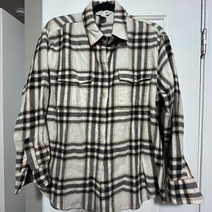 Old Navy flannel Shirt - Black tan and Cream - boyfriend fit